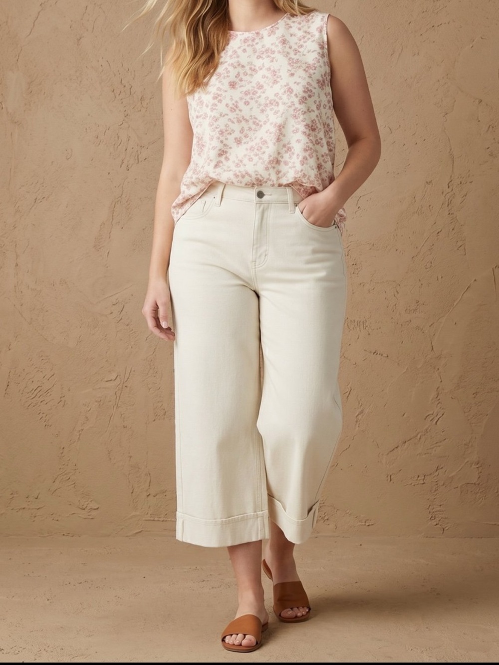 UNIVERSAL THREAD Cropped Rolled Cuff Wide Leg Jeans